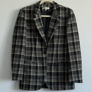 VTG Wool Plaid‎ Blazer Jacket USA Woman S Derby Literary Chic Career